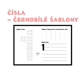 Čísla - černobílé šablony